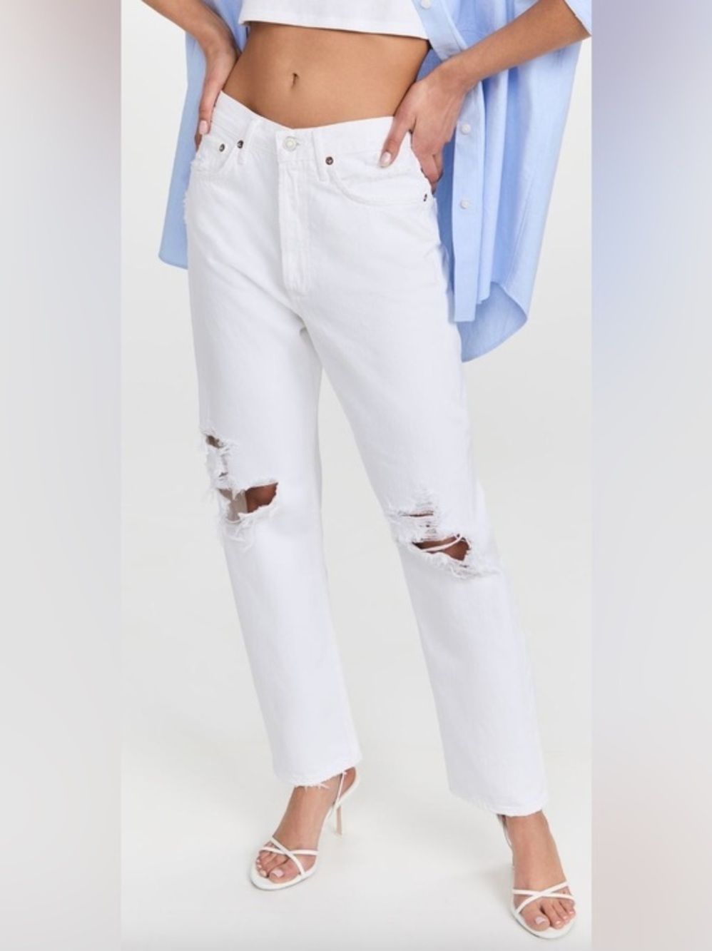 NWT Agolde 90’s Mid Rise Loose Jean Vanish White Size 27
